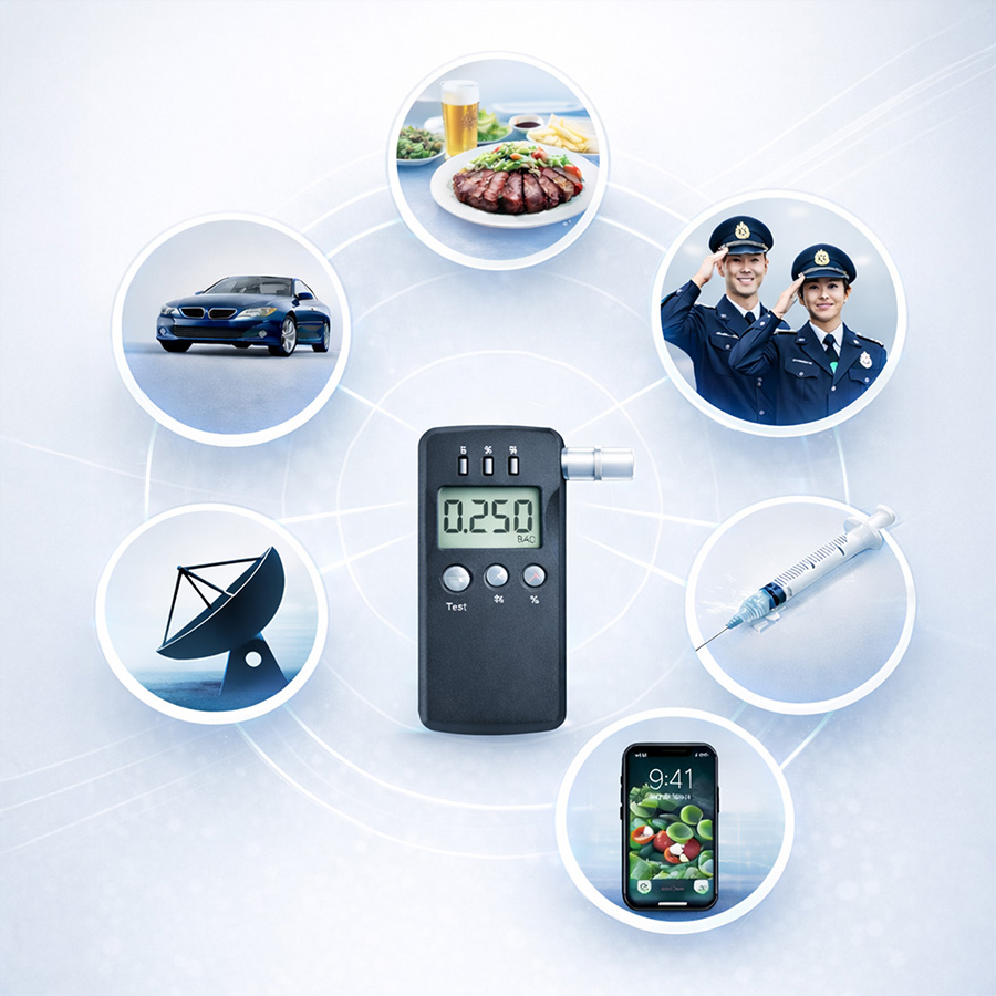 Skyfine breathalyzer product overview and alcohol testing equipment diagram